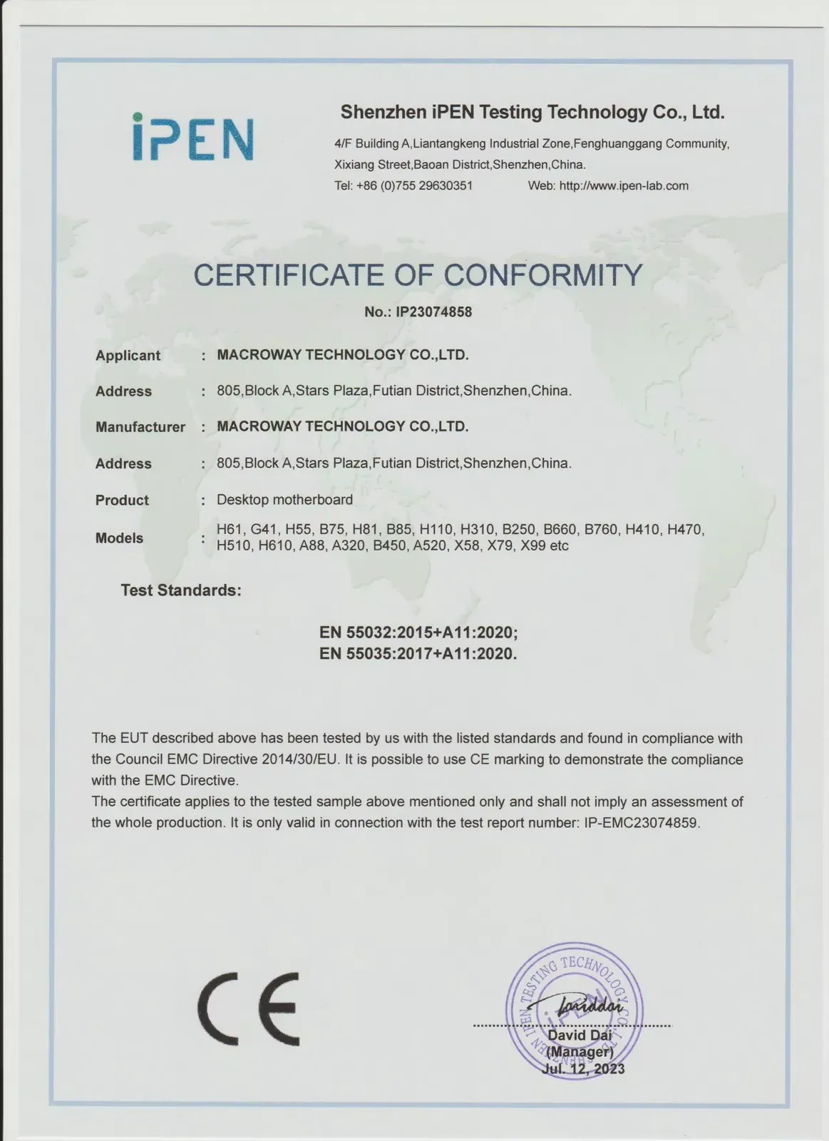 Desktop motherboard - CE