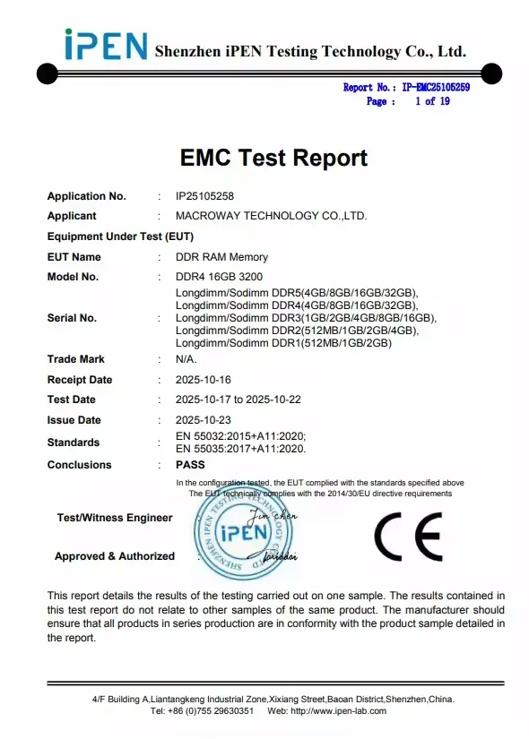 DDR RAM Memory - EMC